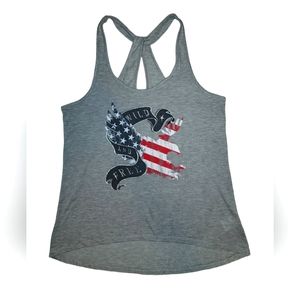 Made In The USA Wild & Free American Flag/Eagle Gray Tank Top  Shirt Size Medium